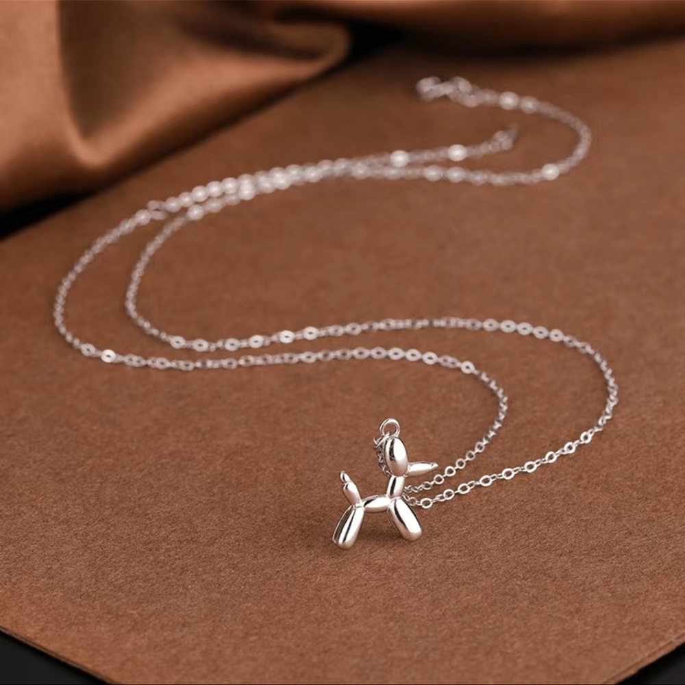 NEW TREND Silver Plated Balloon Dog Necklace Pendant - Picture 3 of 4